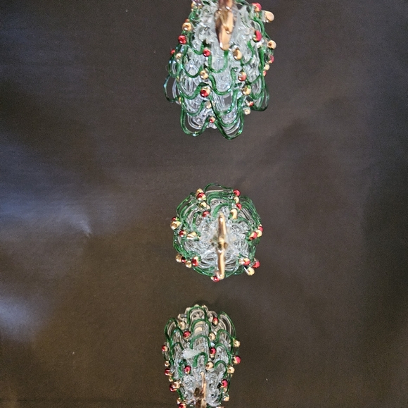 Vintage Blown Glass Spun Christmas Tree set of 3 with  a Gold star on top. - Picture 6 of 10
